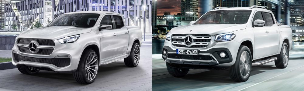 Mercedes-Benz X-Class concept vs. production