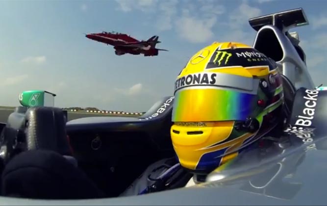 Lewis Hamilton Spends The Day With The RAF Red Arrows [video]