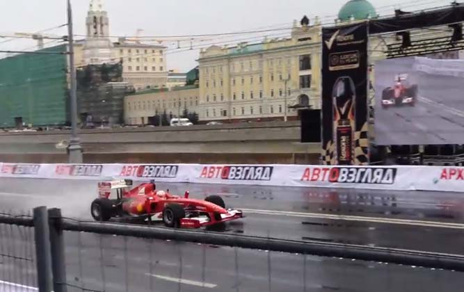 Kobayashi Wrecks Ferrari F1 Car During Demo Run [video]