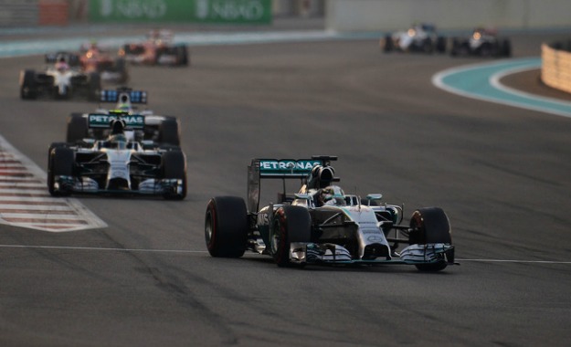 Lewis Hamilton leads the Abu Dhabi Grand Prix.