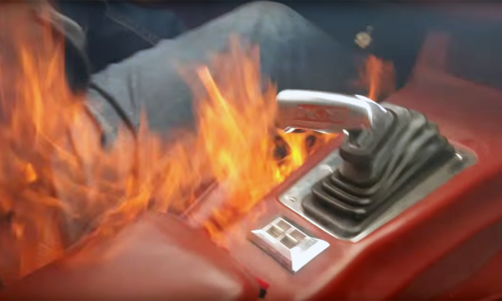 Chevrolet Camaro on fire
