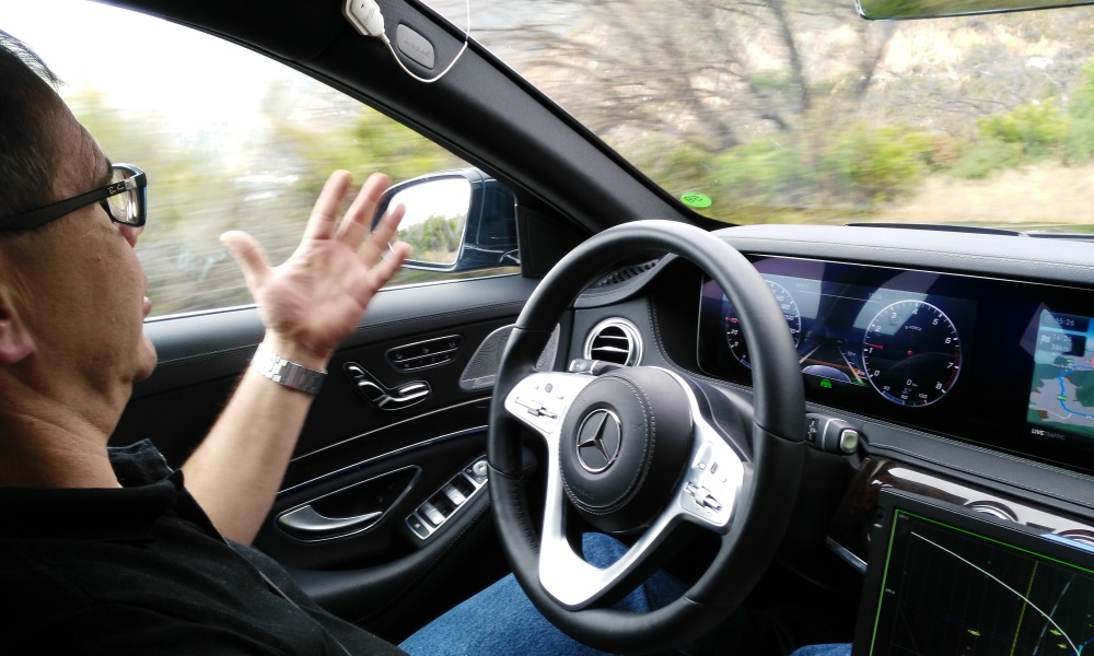 Autonous driving in a Mercedes S-Class