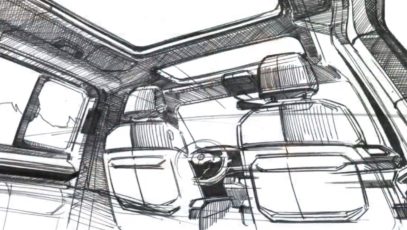 Volkswagen T7 Transporter interior sketch.