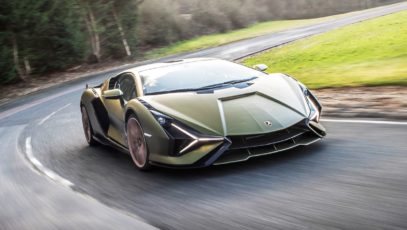 Lamborghini Sian front driving
