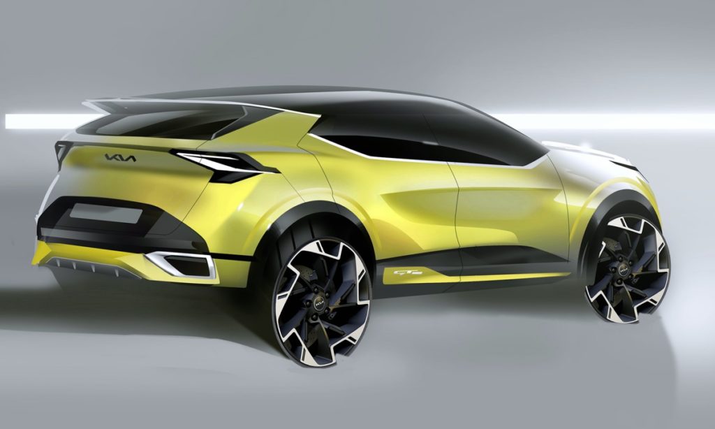 Next-generation Kia Sportage sketches rear quarter